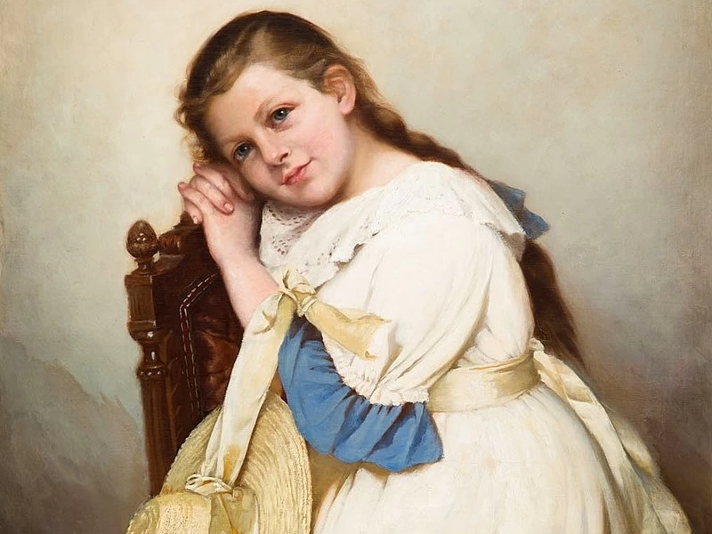 1850-Alfons Dunin-Borkowski - Ritratto di Wanda Chełmońska da bambina